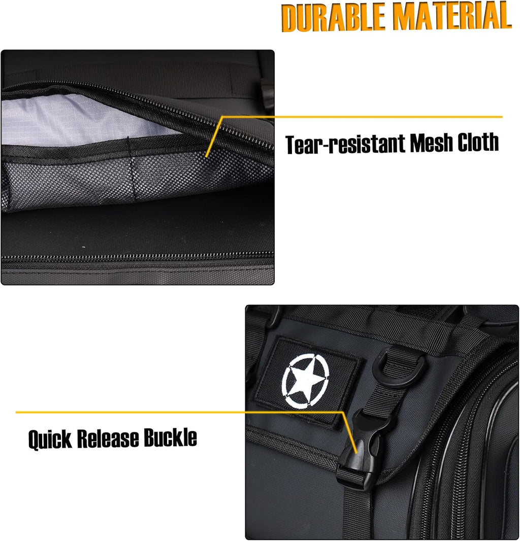 Motorcycle Travel Luggage Bags, Expandable Rear Tail Saddle Bag | 40L Storage Capacity, Helmet Bag, with Straps, Motorbike