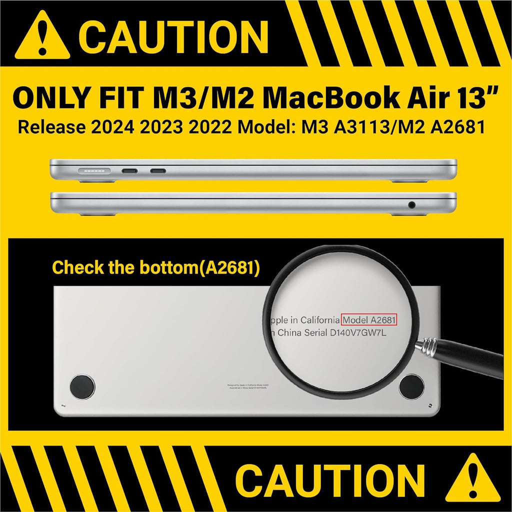 Compatible with 2024 2023 2022 Macbook Air 13 Inch Case M3 A3113 M2 A2681, Hardshell Case & Keyboardcover & Screenfilm for Mac Air 13.6 with Touch ID, Crystal Clear, KK-CYCL+2