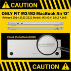 Compatible with 2024 2023 2022 Macbook Air 13 Inch Case M3 A3113 M2 A2681, Hardshell Case & Keyboardcover & Screenfilm for Mac Air 13.6 with Touch ID, Crystal Clear, KK-CYCL+2