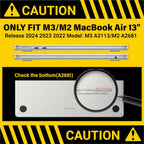 Compatible with 2024 2023 2022 Macbook Air 13 Inch Case M3 A3113 M2 A2681, Hardshell Case & Keyboardcover & Screenfilm & Type-C Adapter for Mac Air 13.6, Crystal Clear, AT13-KK-CYCL+2TC