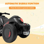 Kids Motorcycle, 6V Electric Ride on Car with Automatic Bubble Function, Foot Pedal, Headlight, Music, 3 Anti-Skip Wheels Vehicle for Children, Toddler Ages 3+