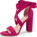 Strappy Heels for Women Chunky Heels High Heeled Sandals with Lace up Fahsion Casual Nude Block Heel Sandals