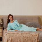 Nightgowns for Women, Soft Cotton Comfy Lightweight Embroidered Long-Sleeve Nightdress