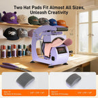 Hat Heat Press Machine, Precise Temp/Timer Control, 6.54"X3.84"Curved Heat Plate, Hat Stretcher, Safety Base, 2 Hat Pad, Glove, Heat Press Heat for Caps, Sublimation, Vinyl, Heat Transfer