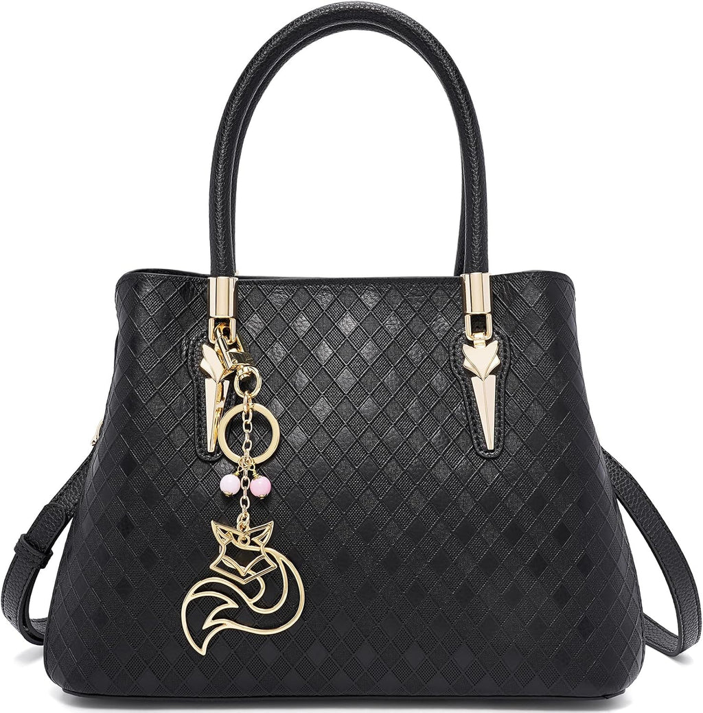 Genuine Leather Satchel Handbags for Women Top-Handle Bags Elegant Shoulder Purses