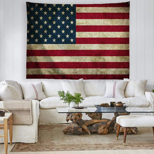 American Flag Wall Hanging Vintage Retro Stars and Stripes Tapestry for Dorm Bedroom Living Room College 60" L X 40" W, USA Flag