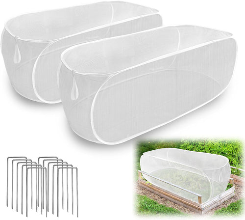 2PCS 47" X 21" X 17" Garden Netting for Raised Beds, Foldable Raised Garden Bed Cover with Ground Nail, Raised Bed Cover Fit 4 X 2Ft Garden Beds, Insect Bird Control, Plant Protection