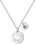 Easter Gifts for Kids Toddlers Teens - Easter Basket Stuffers Horse Necklace Gifts for Girls Horse Necklaces Jewelry Initial Necklace Jewelry Birthday Gift for Teen Girl Kids Women