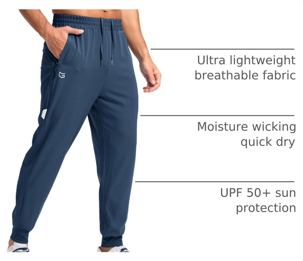 Men'S Joggers with Zipper Pockets Lightweight Athletic Workout Pants Quick Dry Sweatpants for Men Running Hiking