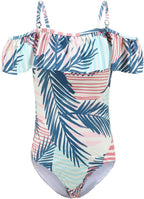 Girls One Piece Swimsuits One Shoulder Ruffle Swimwear Floral Bathing Suit