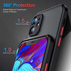Shockproof Armor Matte Case for Iphone 13 12 11 Pro Max XR XS X 7 8 plus SE Mini Luxury Silicone Bumper Clear Hard PC Cover Capa,Red,For Iphone 6 6S