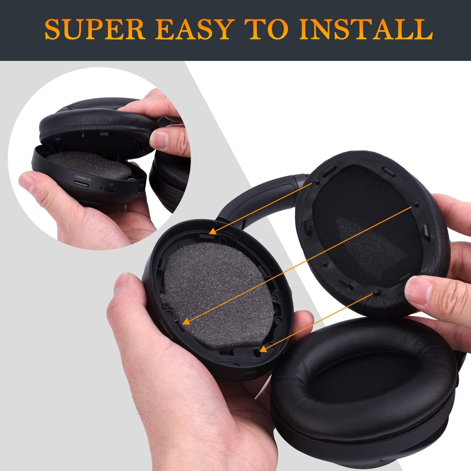 Earpads for Sony WH-1000XM3 - Black | for WH1000XM3(XM3) Headphones
