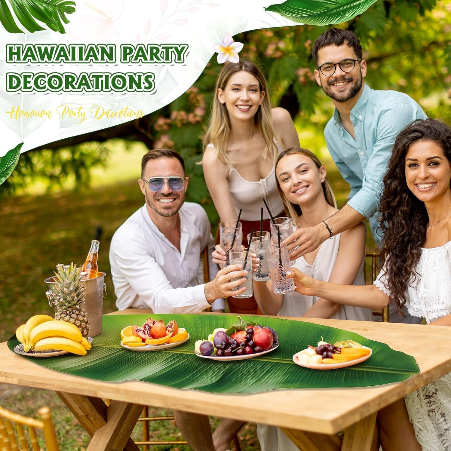 60 Pcs Banana Leaves Parchment Paper Leaf Tropical Artificial Banana Leaves for Cooking Charcuterie Board for Food Serving Hawaiian Party Decoration 22.8 X 9 Inch Centerpieces Placemat