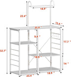 Microwave Stand Kitchen Cart, Microwave Cart Stand 35.4 Inches, Kitchen Utility Storage 3-Tierx4-Tier for Baker and Rack and Spice Rack Organizer Workstation Shelf,White