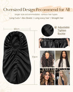 Adjustable Satin Sleep Bonnet, Double Layer Extra Long Hair Bonnet | Natural Hair Silk Feeling Bonnet for Braids, Locs, Curls - Women’S Night Hair Protection Cap