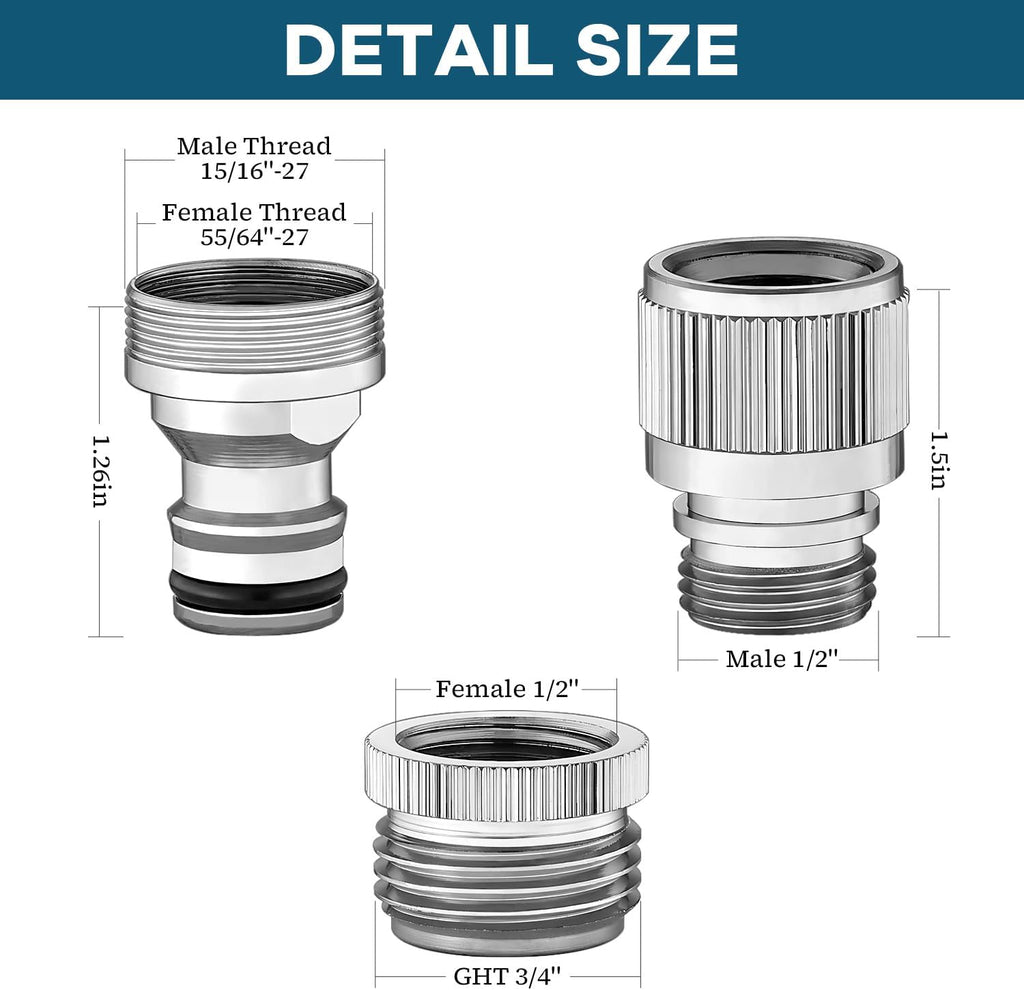 Sink Faucet Quick Connector - Faucet to Hose Adapter for Kitchen/Bathroom Connect Shower Hose, Garden Hose, Portable Washing Machine, Pet Bathing Durable Chrome Finish (Faucet Adapter)