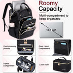 Lunch Backpack for Women,15.6 Inch Laptop Backpacks for Womens Back Pack, Travel Backpacks,Work Backpack for Women (Black)