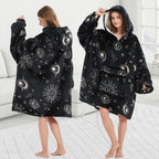 Wearable Blanket Hoodie for Adult,Oversized Sherpa Fleece Blanket Hoodie for Women Men,Sun and Moon