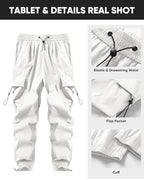 Mens Loose Fit Drawstring Y2K Baggy Parachute Cargo Pants | Harem Joggers, Utility Flap, Deep Side Pockets, Elastic Waistband, Adjustable Hem, Streetwear, Casual Wear, Outdoor Hiking