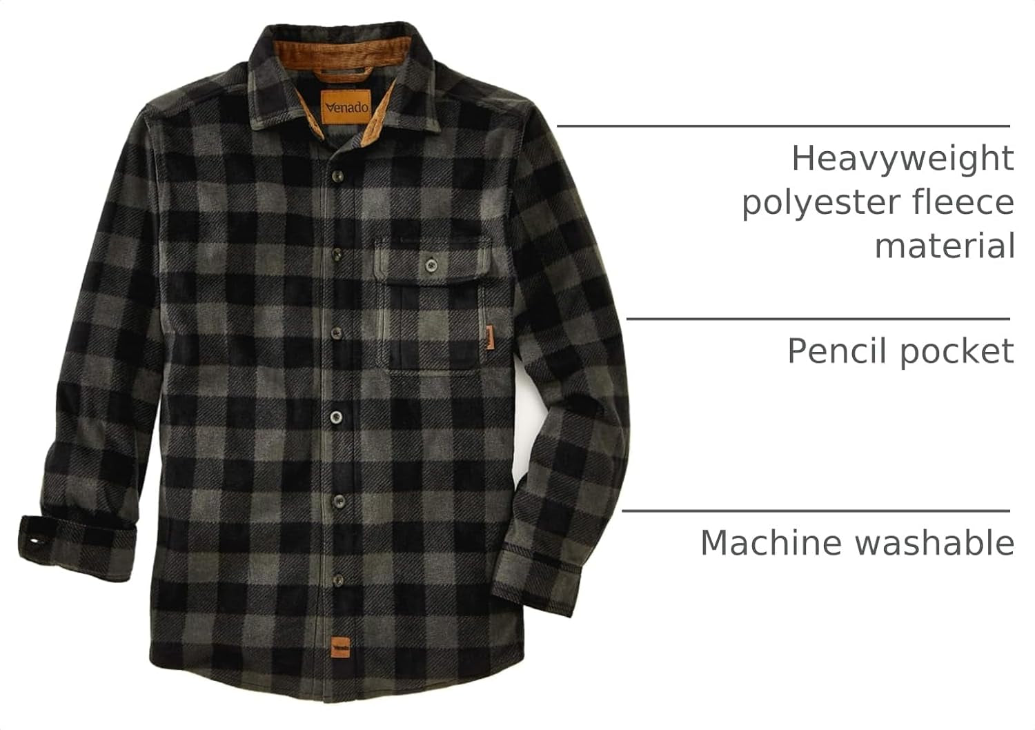 Mens Plaid Shirts for Men - Heavyweight Buffalo Plaid Fleece Shirt - Soft