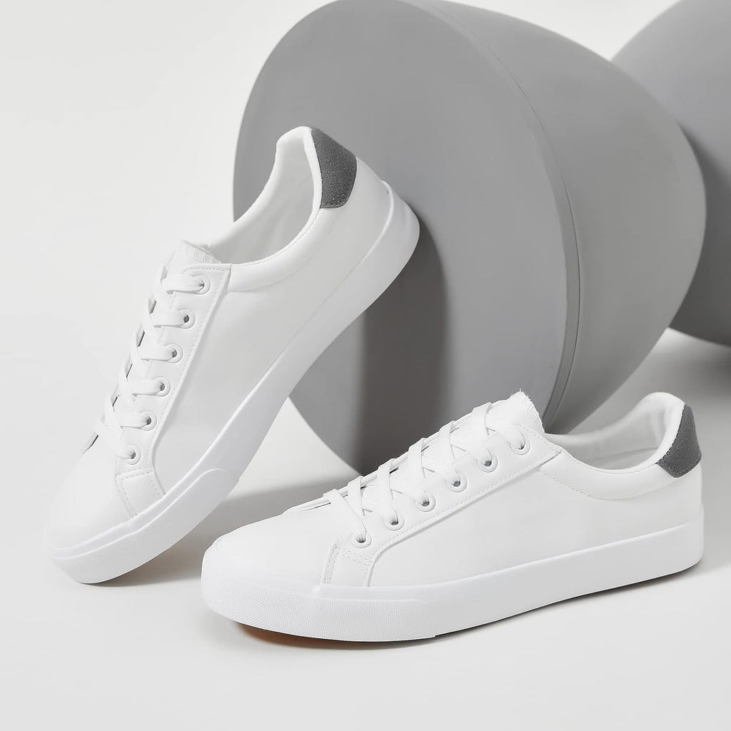 Mens White Tennis Shoes PU Leather Sneakers for Men | Water Resistant,Slip Resistant,Easy Clean,Easy Match,Soft