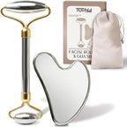 Stainless Steel Face Roller & Gua Sha Facial Tools, Face Massager for Self Care, Roller for Face, Jawline Sculpting and Puffiness Reducing