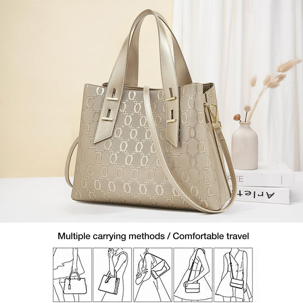 Women Crossbody Handbags Genuine Leather Satchel Handbags for Women Top-Handle Shoulder Tote Purses