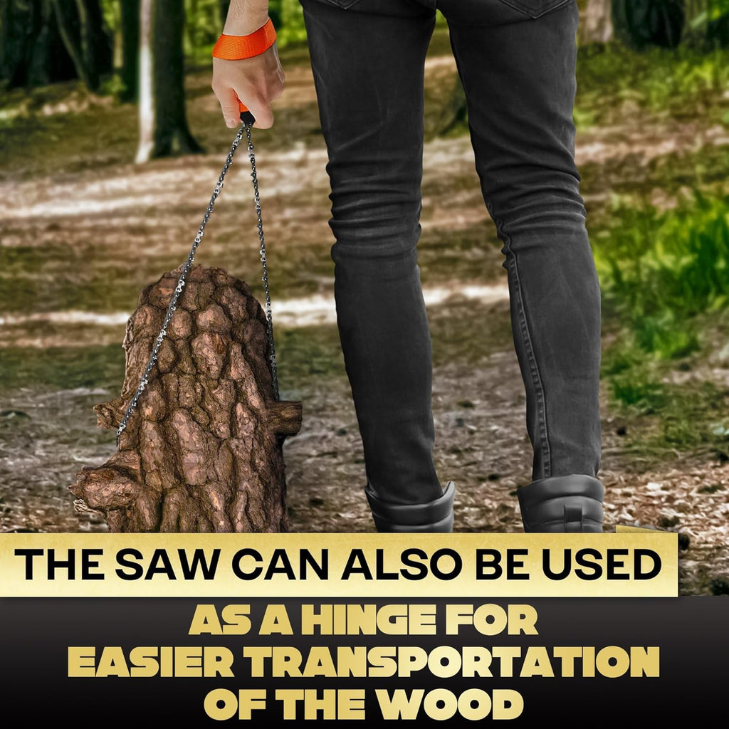 High Limb Rope Saw for Trees, 25.5" Cable Saw with 11 Teeth | Stainless Steel Pocket Chainsaw for Camping, Hiking & Survival Gear, Cuts Branches up to 5 In, Folding Storage Bag Included