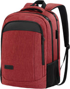 Travel Laptop Backpack anti Theft Backpacks with USB Charging Port, Travel Backpacks Business Work Bag 15.6 Inch College Computer Bag for Men Women, Red