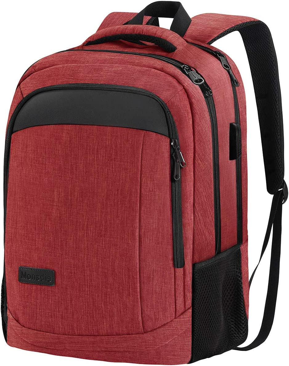 Travel Laptop Backpack anti Theft Backpacks with USB Charging Port, Travel Backpacks Business Work Bag 15.6 Inch College Computer Bag for Men Women, Red