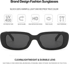 Rectangle Sunglasses for Women Men Trendy Y2K 90S Square Sun Shades UV400 | Retro Sunglasses for Rave Y2K Outfit Accessory Small Chunky Frame for Vacation Travel UV Protection Sun Glasses