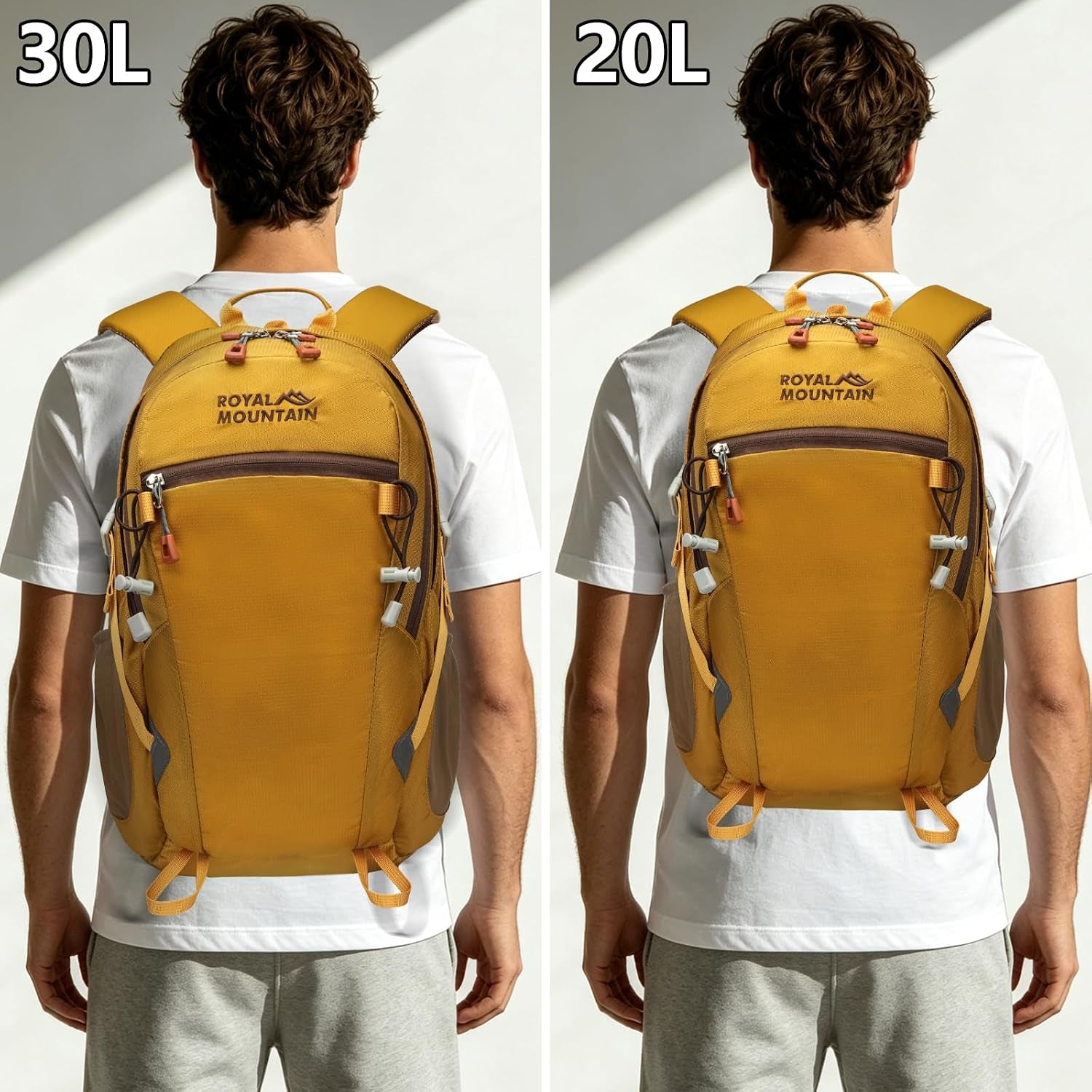 Small Hiking Backpack with Rain-Cover, 20L Travel Backpacks for Women Men, Camping Daypack Backpacks Lightweight, Durable Hiking Backpack Fit for Camping, Daily Commuting, Short Trips (Yellow)