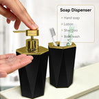 2 Piece Plastic Bathroom Accessories Set, Black Bathroom Sets Accessories | Soap Dispenser and Toothbrush Holder, Modern Bathroom Decor, Bathroom Sets Accessories