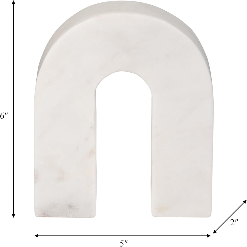 Marble Horseshoe Tabletop Decor White, Contemporary, 5" L X 2" W X 6" H