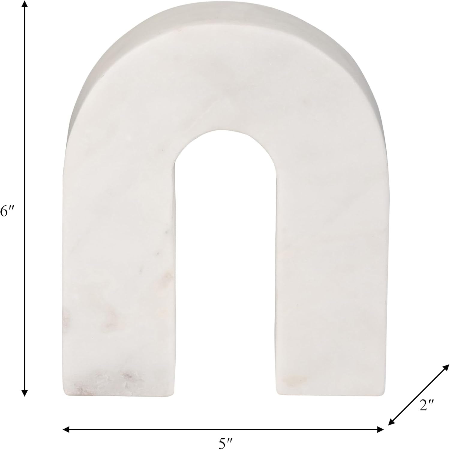 Marble Horseshoe Tabletop Decor White, Contemporary, 5" L X 2" W X 6" H