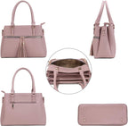 Women Purses and Handbags, PU Leather Top Handle Satchel Bag | Removable Long Strap, 3 Zippered Compartments, Crossbody Purse for Ladies, ,Tassel Pendant