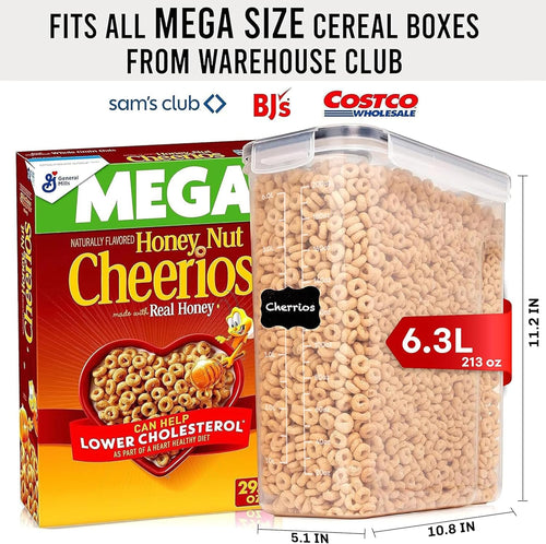 2 PC (9.5L | 321 Oz) Extra Large Bulk Food Storage Containers & 2 Pack (6.3L / 213OZ) EXTRA Large Airtight Cereal Storage Containers Bpa-Free Plastic Container for Flour, Sugar, Cereal & Pasta