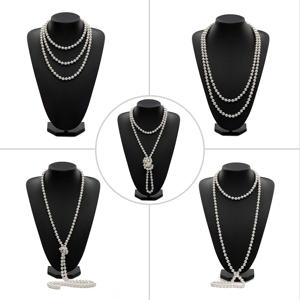 Long Pearl Necklace Faux Pearls Necklace Set Beaded Long Pearls Necklace 1920S Gatsby Costume Jewelry