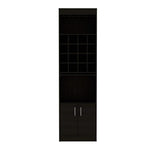 Kava 71" Tall Bar Cabinet with 16 Cubbies, Shelf, Concealable Tray and Double Door