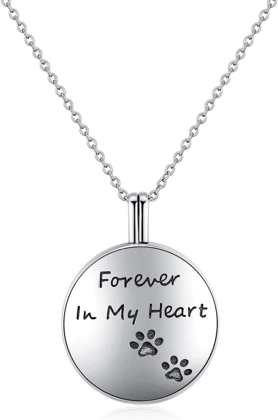 S925 Sterling Silver Paw Urn Pendant Necklace for Pet Cat Dog Ashes Cremation Locket Keepsake Memorial Urn Necklace.