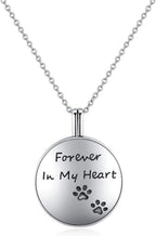 S925 Sterling Silver Paw Urn Pendant Necklace for Pet Cat Dog Ashes Cremation Locket Keepsake Memorial Urn Necklace.
