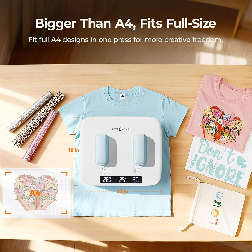 Heat Press Machine for T Shirts 12X10 with Pressure Display | Portable Heat Press with Heats up Fast & Evenly H10 Heat Press Machines for HTV, Sublimation, Heat Transfer Projects