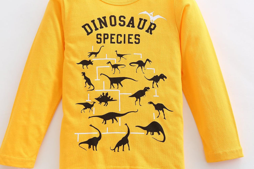 Boys Cotton Long Sleeve T-Shirts T Rex Dinosaur Shirt Graphic Tees