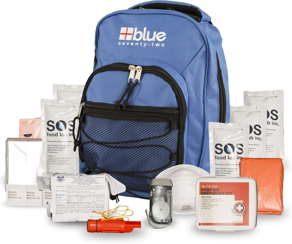 Blue Seventy-Two | 72 Hour Emergency Backpack Survival Kits for 1 Person | Survival Kit for Wildfires, Earthquakes, Tornado, Hurricane, and Other Emergencies…
