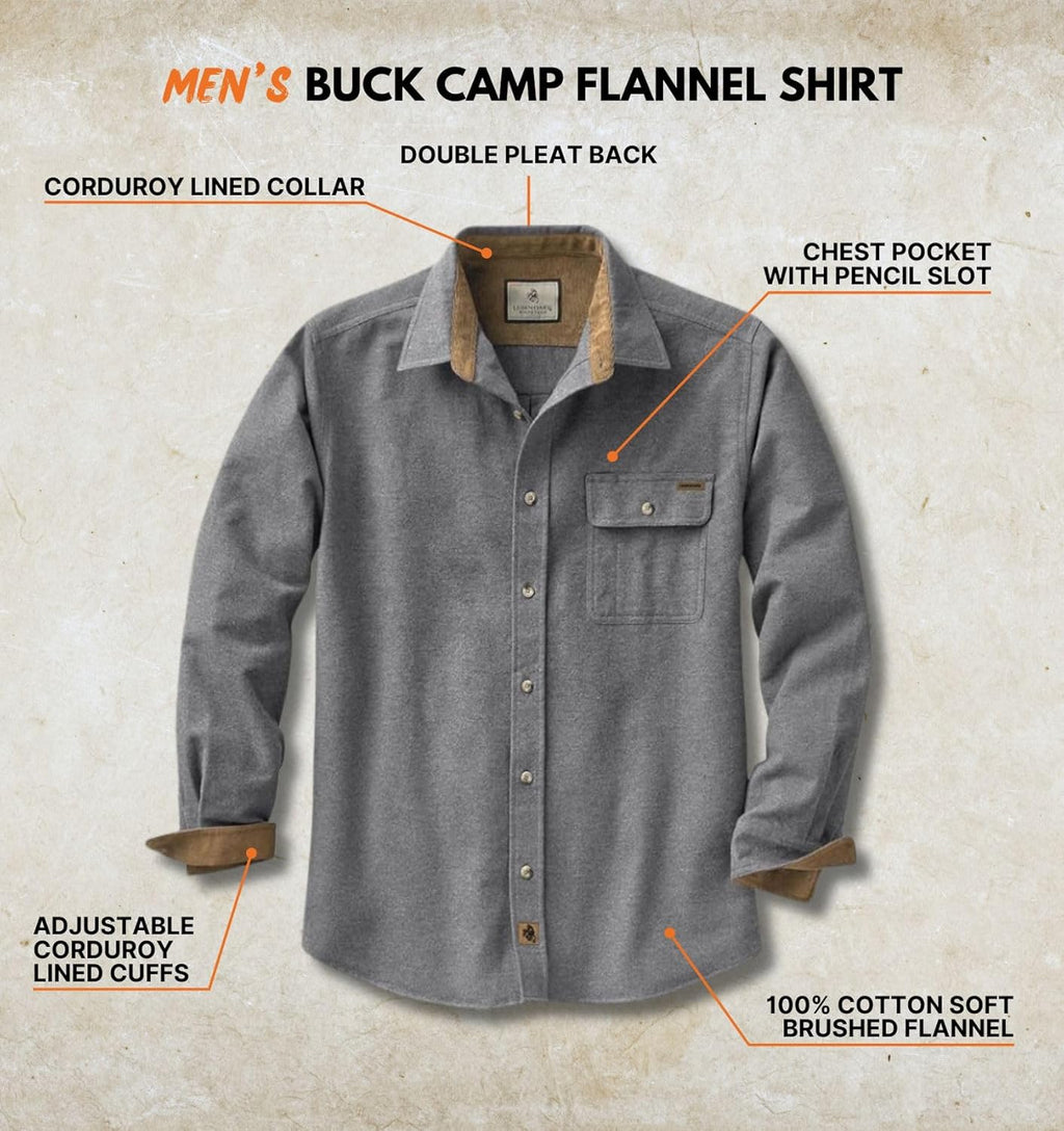 Mens Flannel Long Sleeve Button down 100% Cotton Shirt
