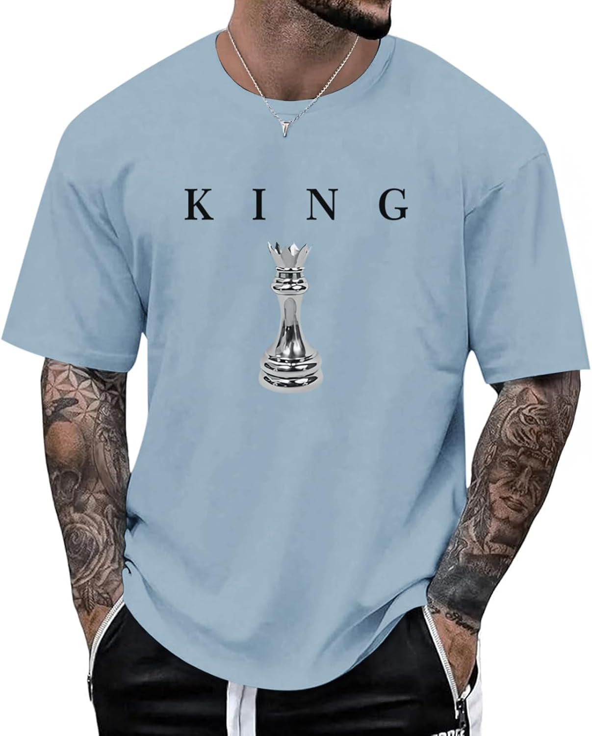 Men'S King Chess Shirt Graphic Tees Designer Printed T Shirts for Men Urban Letter T-Shirt Streetwear