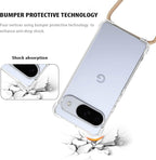 For Google Pixel 10 Crossbody Case Clear Adjustable Shoulder Neck Lanyard Strap Phone Cover for Women Girls Transparent Soft Slim Shockproof Protective Mobile Case for Pixel 10 - Beige