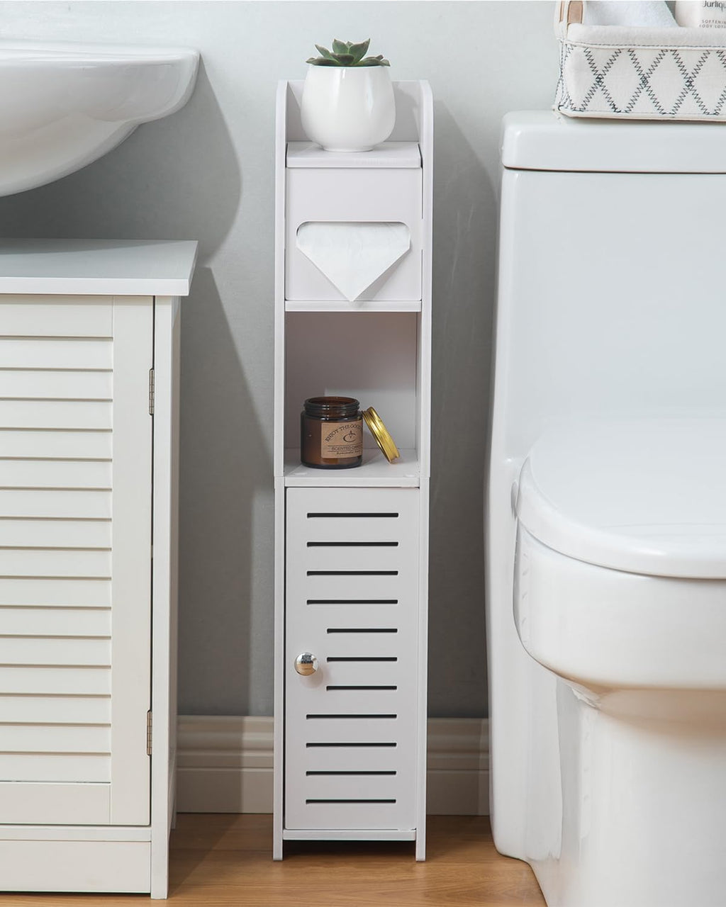 Toilet Paper Holder Stand: Small Bathroom Cabinet Storage for Small Spaces