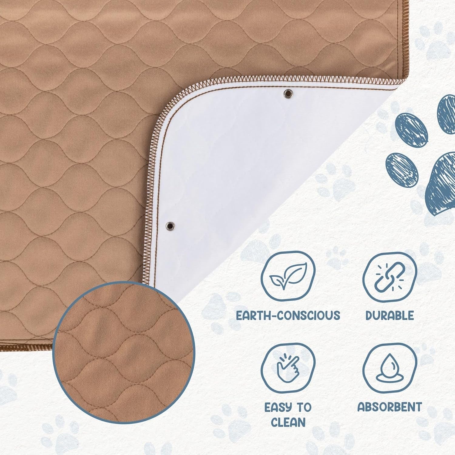 Reusable Dog Pee Pads - Dogs Waterproof Training Pads - Washable & Sanitary - Rounded Corners - Laminated, Lightweight, Durable - Pet Essentials Puppy Training, Whelping - 60" X 60"