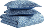 Laura Ashley - Quilt Set, Super Soft Fabric Bedding with Matching Shams, Toile-Inspired Print, Floral Home Essentials (Elaina Blue, King)